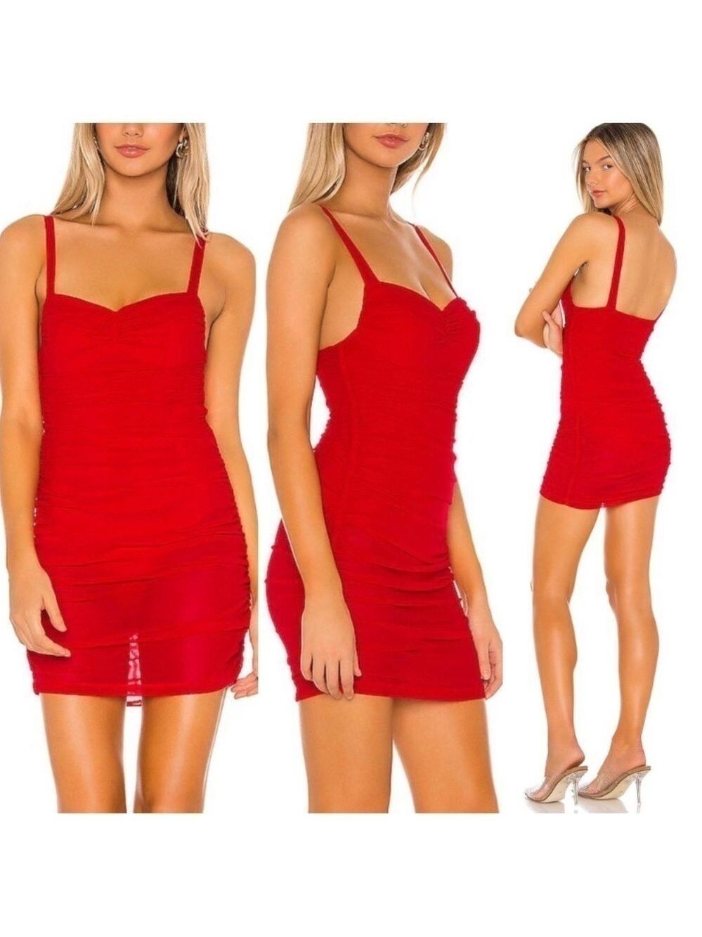 SUPERDOWN Darlene Mesh Mini Dress in Red